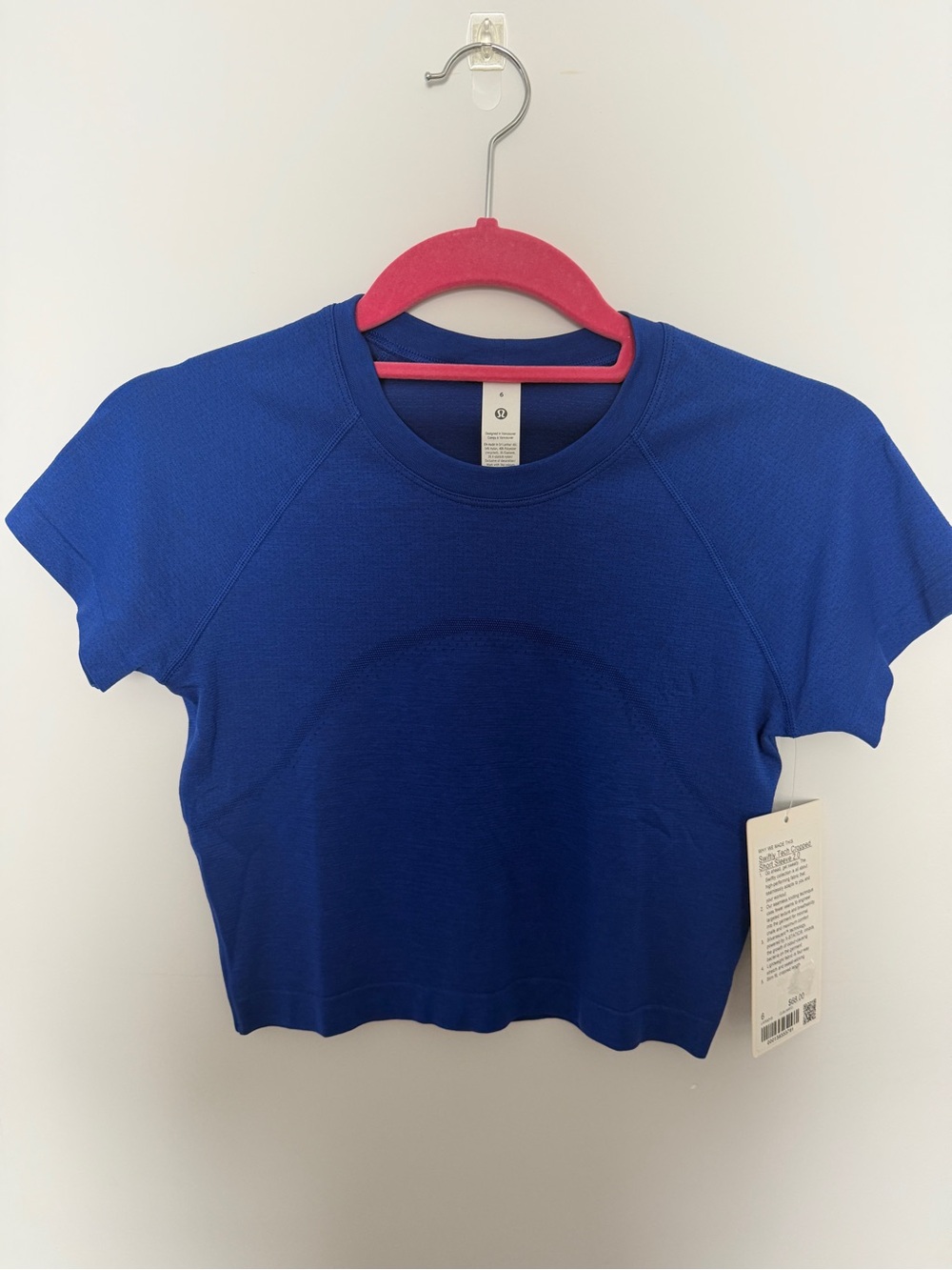 Lululemon Swiftly Tech Cropped Short Sleeve 2.0 Clubhouse Blue Jet Stream 6 NWT